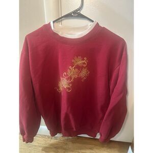 Vintage 90s Morning Sun Trilogy Sweatshirt L Leaf Grandmacore Double Collar